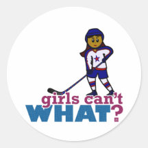 Hockey Girl Round Sticker