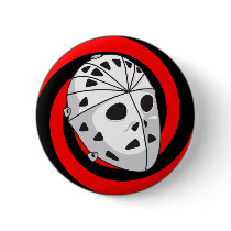 hockey goalie mask red black buttons