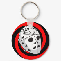 hockey goalie mask red black keychains
