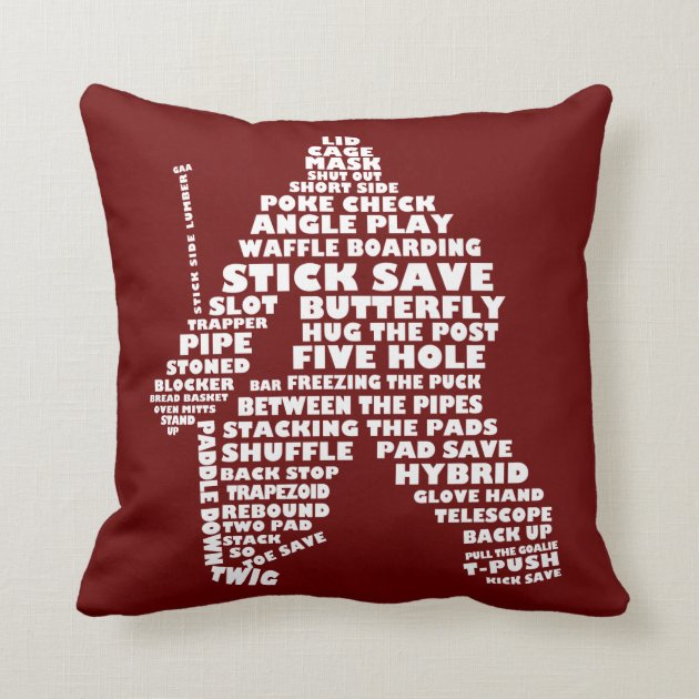 Hockey Goalie Typography Design Pillow