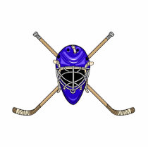 Hockey Helmet & Cross Sticks Blue Acrylic Cut Out