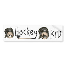 Hockey Kid Black Bumper Sticker