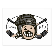 Hockey Kid Black Postcards