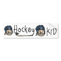 Hockey Kid Blue Bumper Stickers