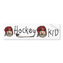 Hockey Kid Red Bumper Sticker