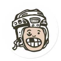 Hockey Kid Round Stickers