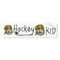 Hockey Kid Yellow Bumper Sticker