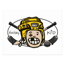 Hockey Kid Yellow Postcard