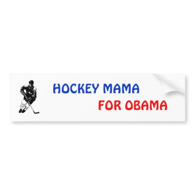 HOCKEY MAMA FOR OBAMA BUMPER STICKER by decolady