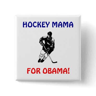 HOCKEY MAMA, FOR OBAMA BUTTON by decolady