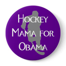 "Hockey Mama for Obama" Dark Button