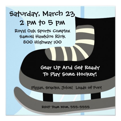Hockey Party Customized Birthday Invitations