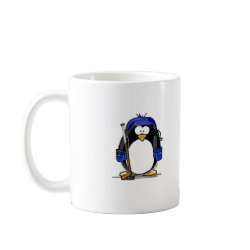 Hockey Penguin - Blue mug