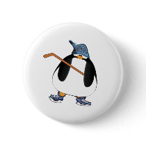Hockey Penguin Pinback Buttons