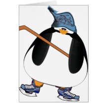 Hockey Penguin Greeting Card
