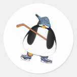 Hockey Penguin Round Stickers