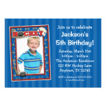 Hockey Photo Birthday Party Blue Invitations