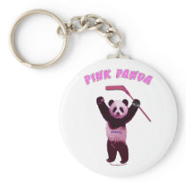 Hockey Pink Panda Bear Keychains