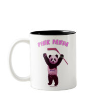 Hockey Pink Panda Bear mugs by HappyDoggies Hockey Pink Panda Bear mugs