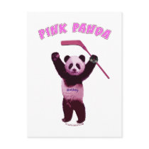 Hockey Pink Panda Bear Post Card