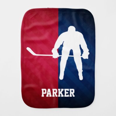 Hockey Player; Red, White, and Blue Burp Cloths