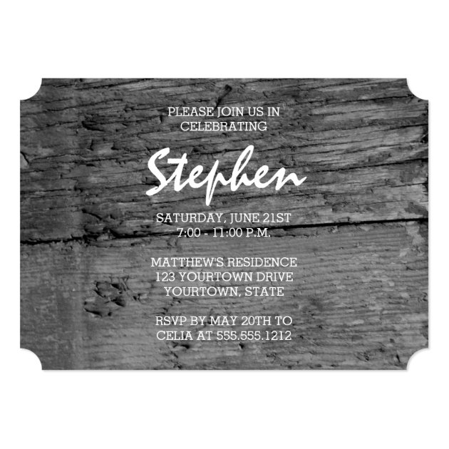 Hockey Player Sports Rustic Photo Graduation 5x7 Paper Invitation Card