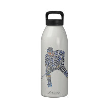 Hockey Player Typography Reusable Water Bottles