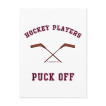 Hockey Players Puck Off Post Card