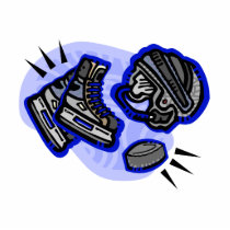 Hockey Puck Helmet & Skates Photo Cutouts