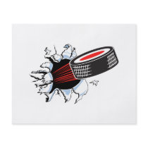 hockey puck ripping through custom flyer
