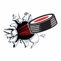 hockey puck ripping through cut out