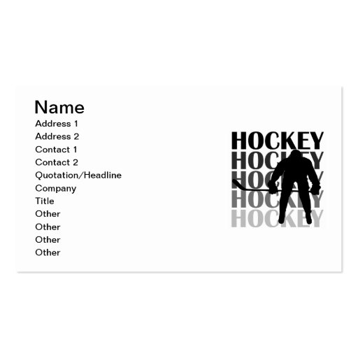 Hockey Silhouette T-shirts and Gifts Business Card (front side)
