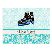 Hockey Skates; Damask Postcards
