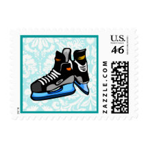 Hockey Skates; Damask Stamp