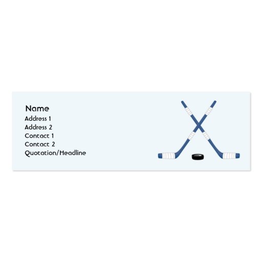 Hockey - Skinny Business Card Template (front side)