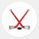 Hockey Sticks Round Stickers