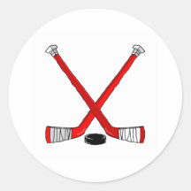 Hockey Sticks Round Stickers