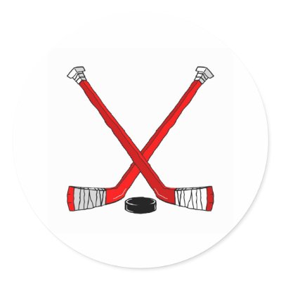 Hockey Sticks Round Stickers