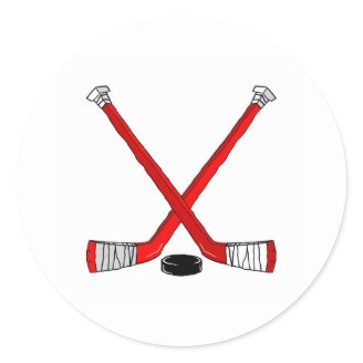 Hockey Sticks Round Stickers