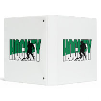 hockey text green 3 ring binder