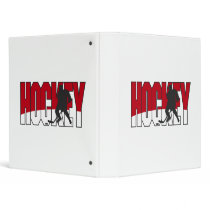 hockey text red vinyl binders