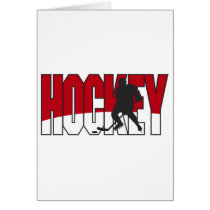 hockey text red greeting card