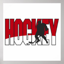hockey text red print