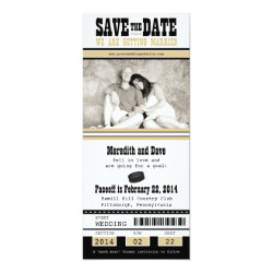 Hockey Ticket Wedding Save the Date 4x9.25 Paper Invitation Card