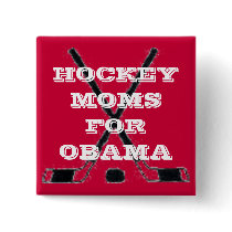 HOCKEYMOMS For OBAMA - PIN w Hockey Sticks