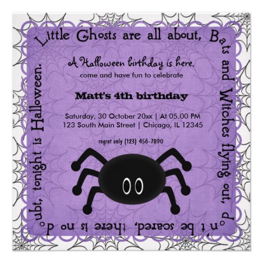 Hocus Pocus Spider Birthday Announcements