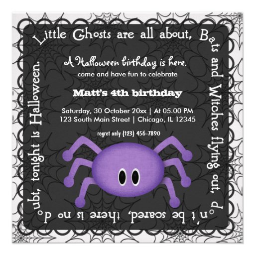 Hocus Pocus Spider Birthday Custom Invites