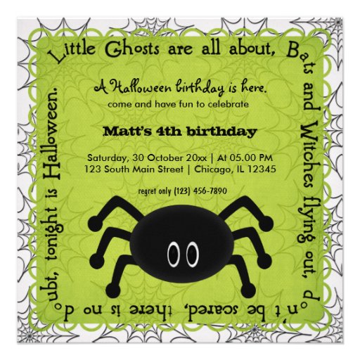 Hocus Pocus Spider Birthday Personalized Invitation
