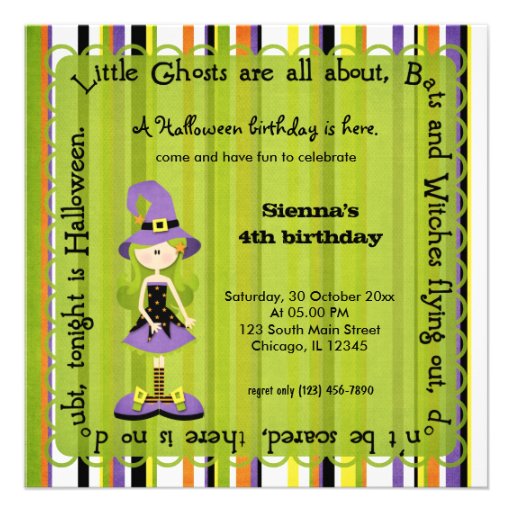 Hocus Pocus Witch Birthday (Green) Custom Announcement