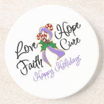Hodgkin Lymphoma Hope Love Cure Happy Holidays Coaster
